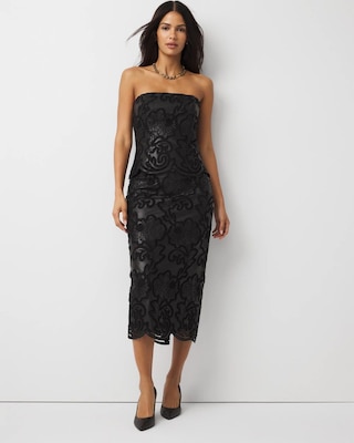 Lace Faux Leather Midi Skirt