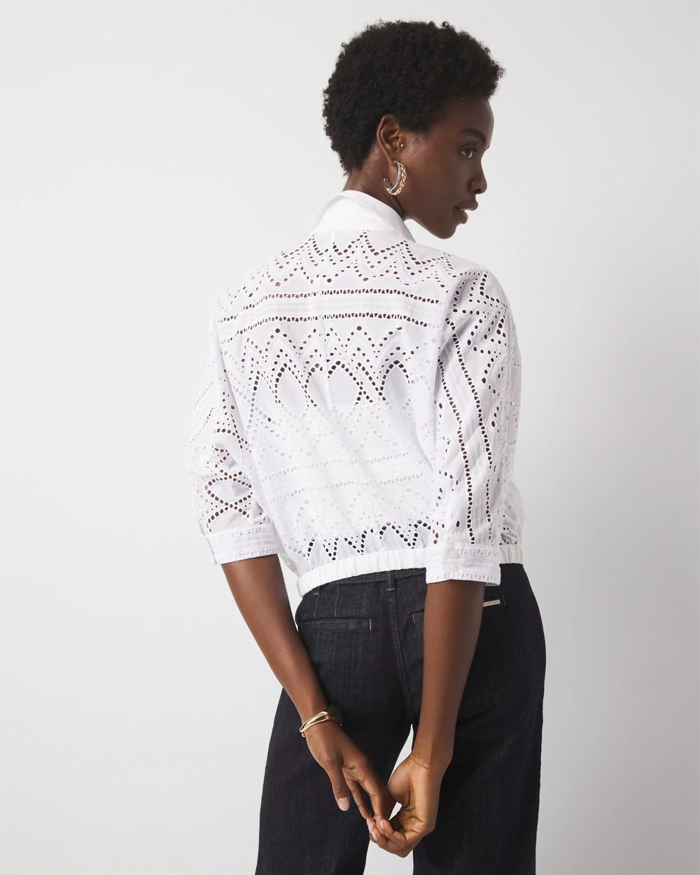 Kimono Sleeve Eyelet Shirt