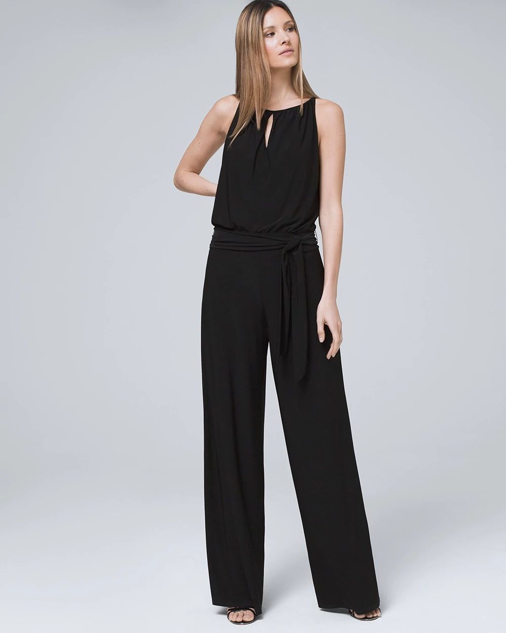 Printed Wide-Leg Jumpsuit with Removable Sash