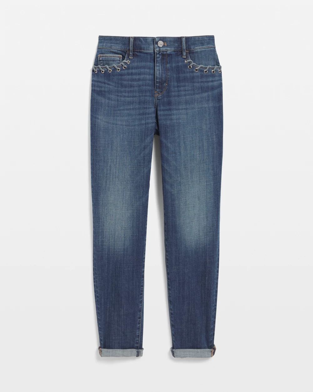 Mid-Rise Everyday Soft Denim™ Grommet Girlfriend Jean