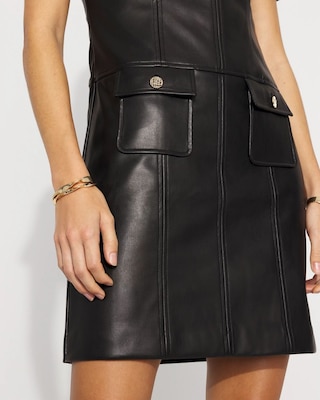 Faux Leather Button-Front Mini Dress click to view larger image.