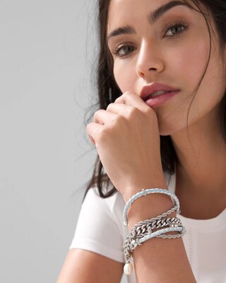 Leather + Pearl Magnetic Bracelet