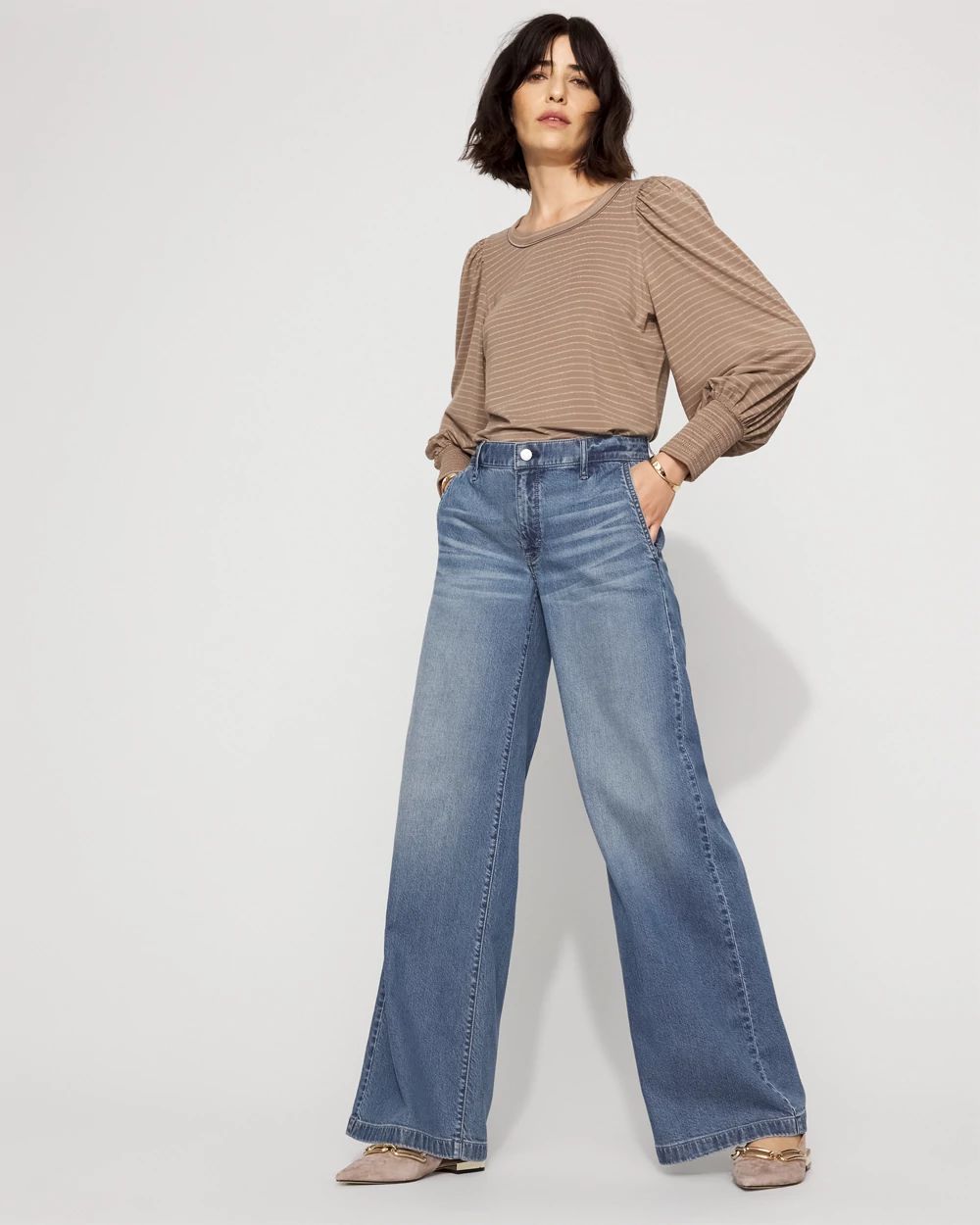 Long Sleeve Tee with Smocked Cuffs
