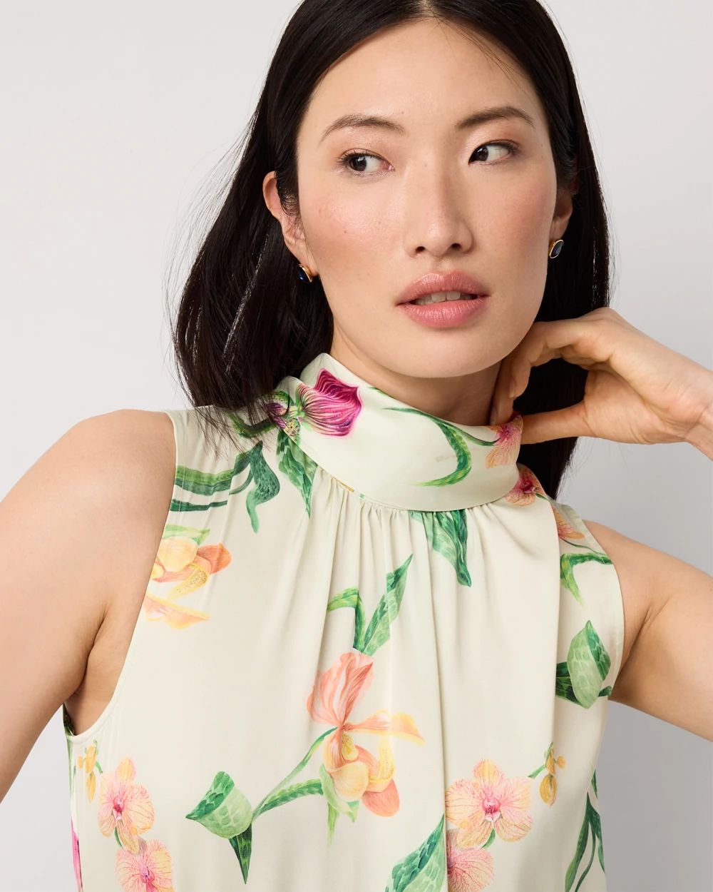 Bow Back Satin Halter Blouse click to view larger image.