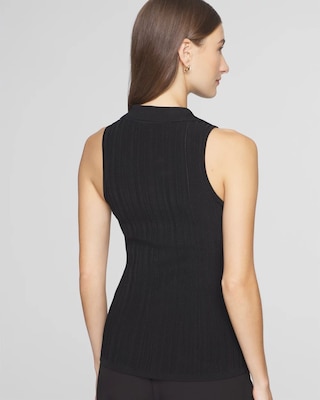Half Zip Rib Halter Sweater Tank click to view larger image.