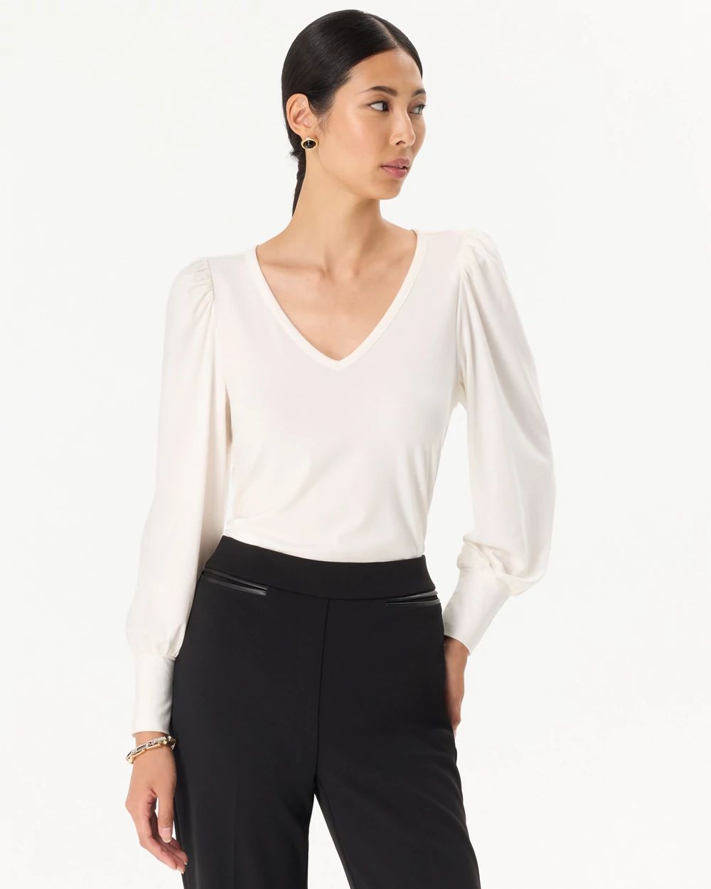 Blouson Sleeve V-neck Top