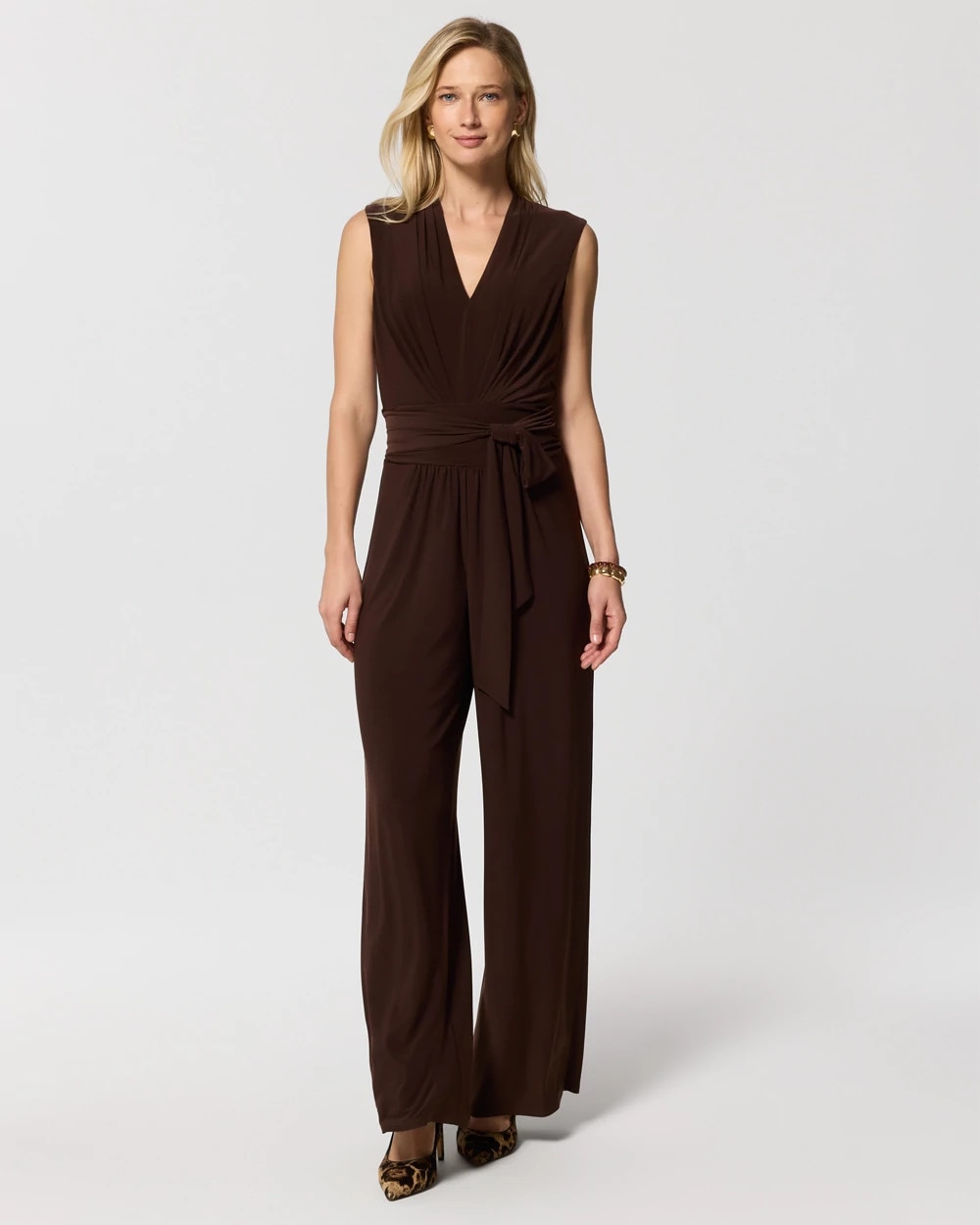 Petite Sleeveless Pleated Jumpsuit