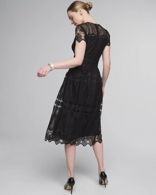 Embroidered Lace Fit-and-Flare Dress