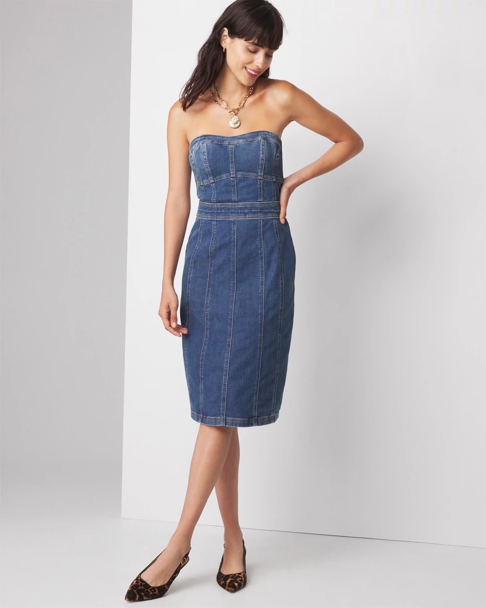 Strapless Denim Dress | White House Black Market Strapless Denim Dress | White House Black Market