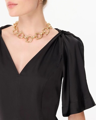 Satin Twist-Shoulder Top click to view larger image.