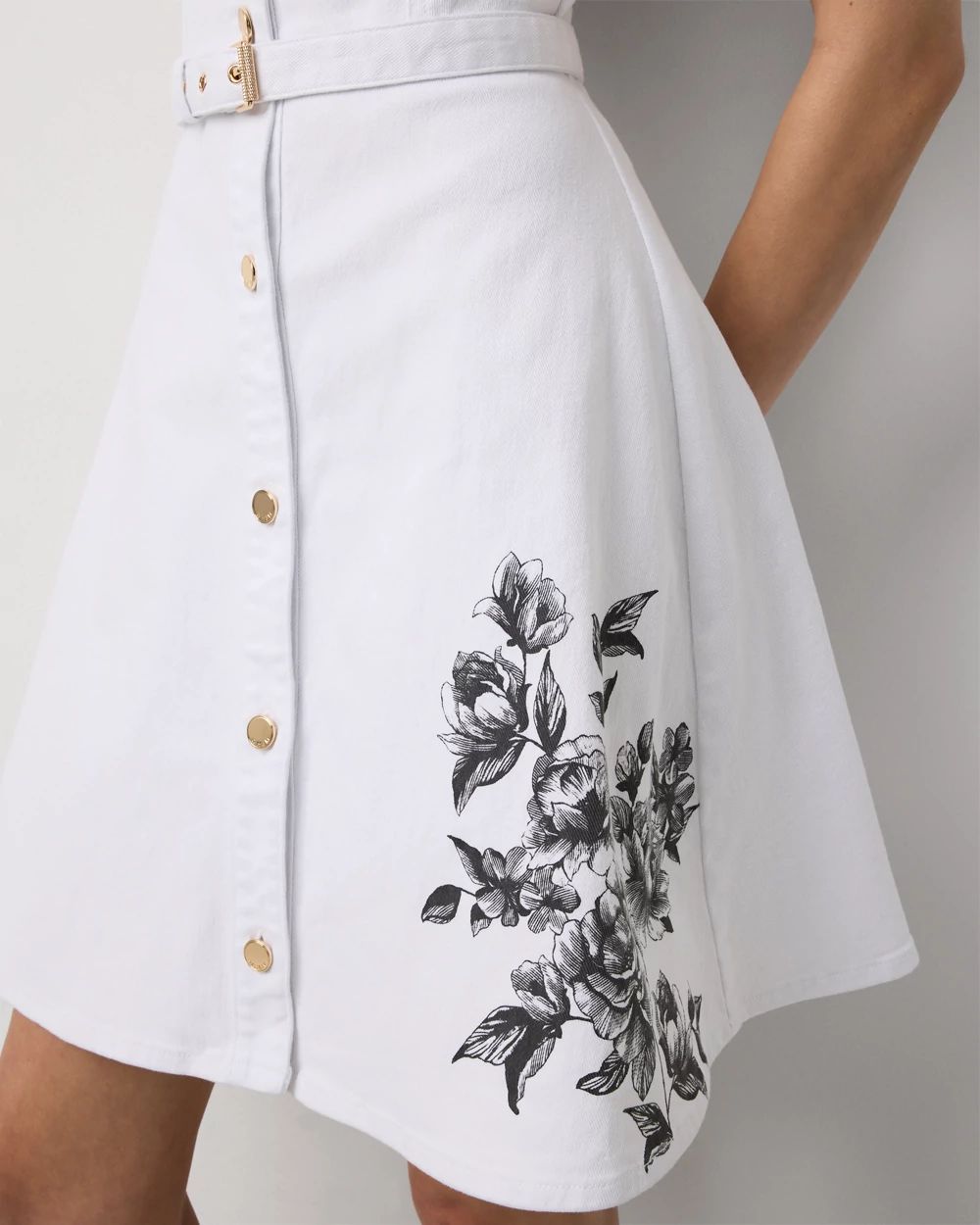 Petite Button Front Denim Dress