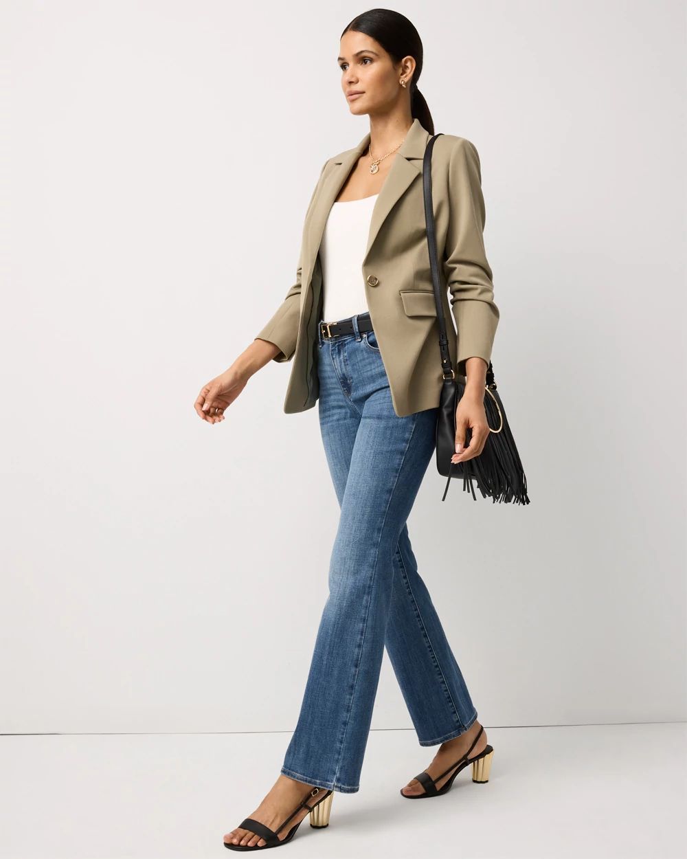 Ruched Sleeve Blazer