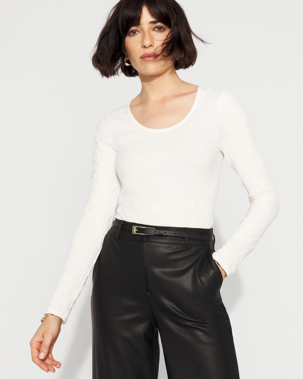 WHBM FORME™ All Ways Stretch Jacquard Scoop Neck Tee
