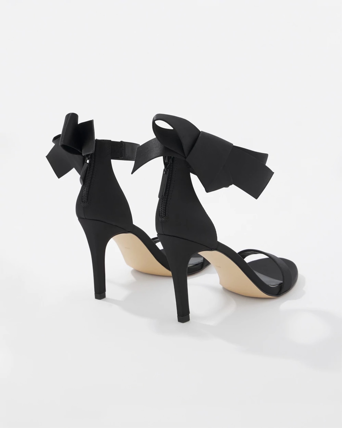White House Black Market Satin Bow Heeled Sandals In Black