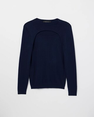Cashmere Blend Cutout Crewneck Sweater click to view larger image.