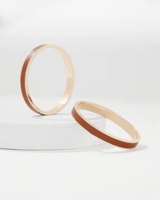 2-Pack Cognac Textured Leather Bangles click to view larger image.