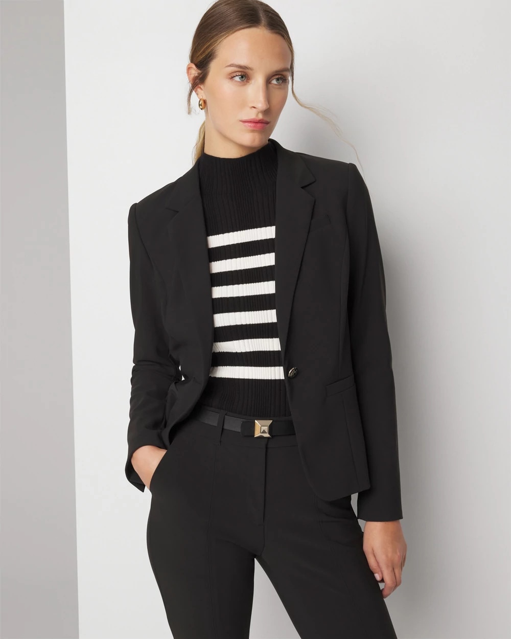 Single-Button Stretch Scuba Blazer