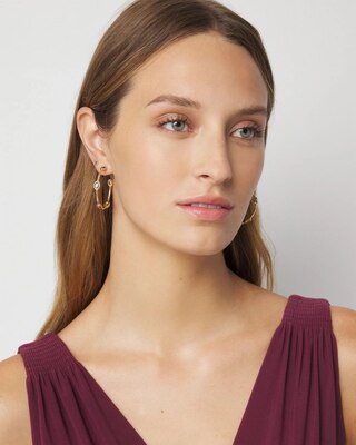 Gold + Hematite Crystal Hoop Earrings