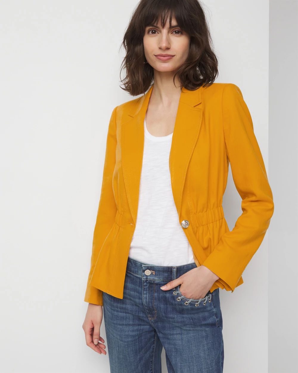 Petite Ruched Twill Jacket
