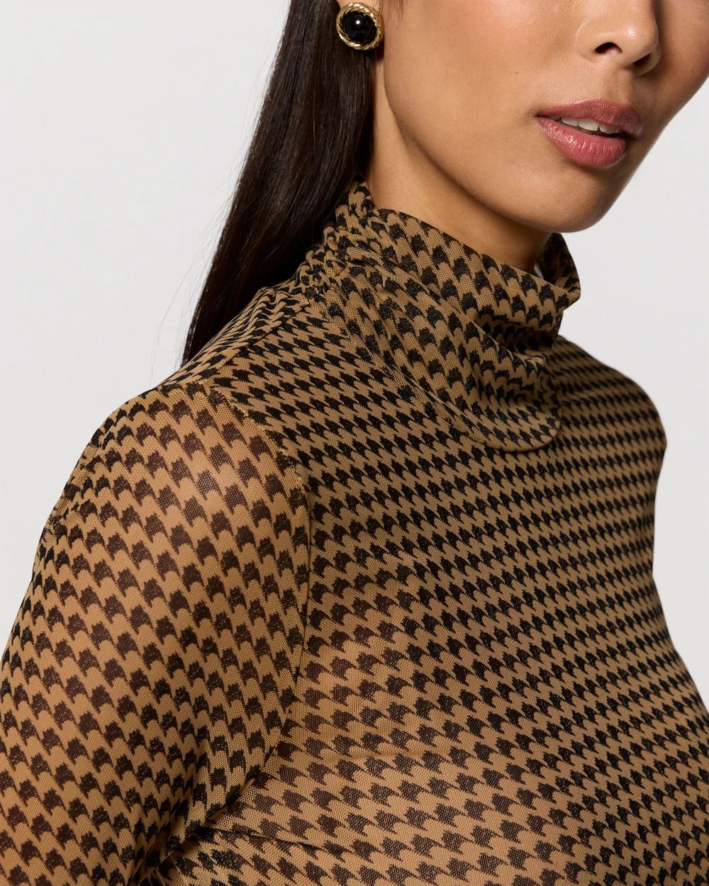 Long Sleeve Mesh Turtleneck click to view larger image.