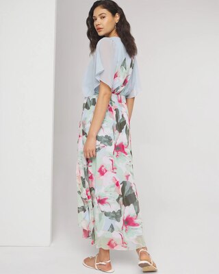V-Neck Flutter Sleeve Maxi Dress