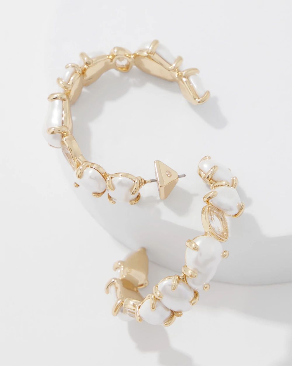 Glass Pearl Hoop Earrings click to view larger image.