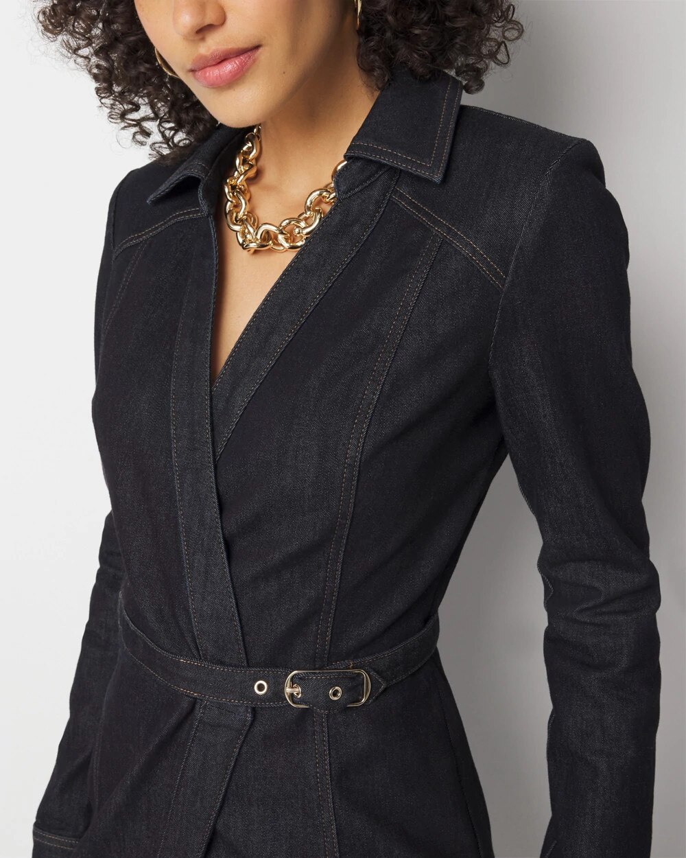 Petite Denim Wrap Dress