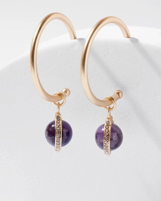 Gold Amethyst Sphere Earrings