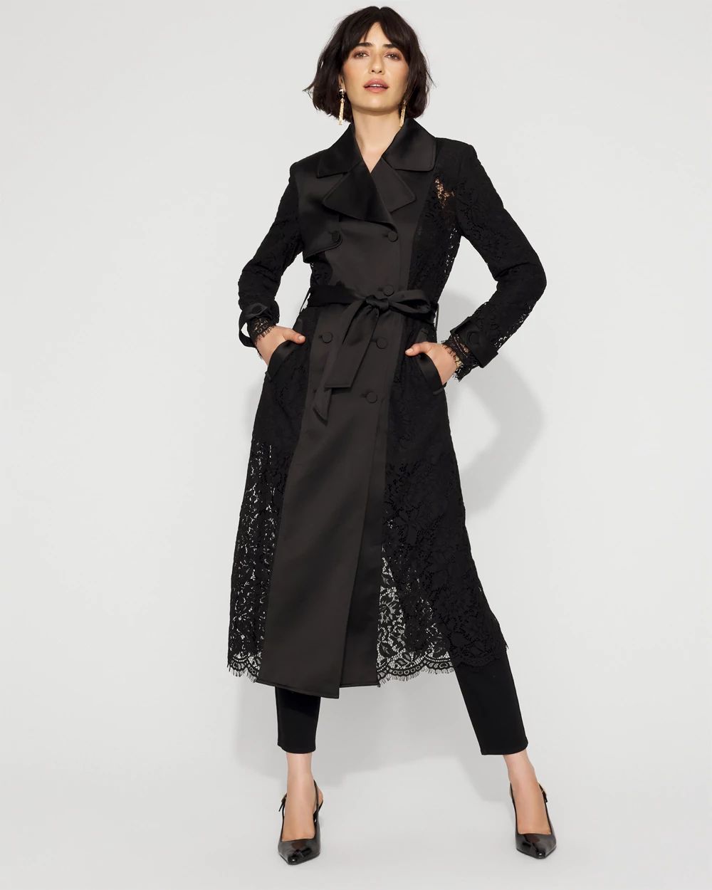 Lace + Satin Trench Coat