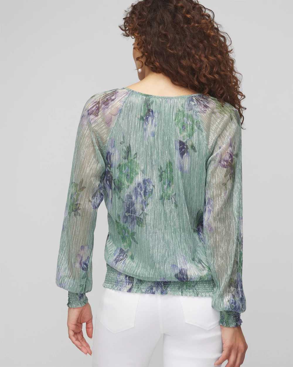 Long Sleeve Metallic Printed Top click to view larger image.
