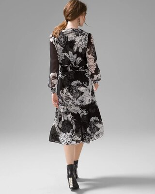 Petite Long-Sleeve Smocked Waist Dress