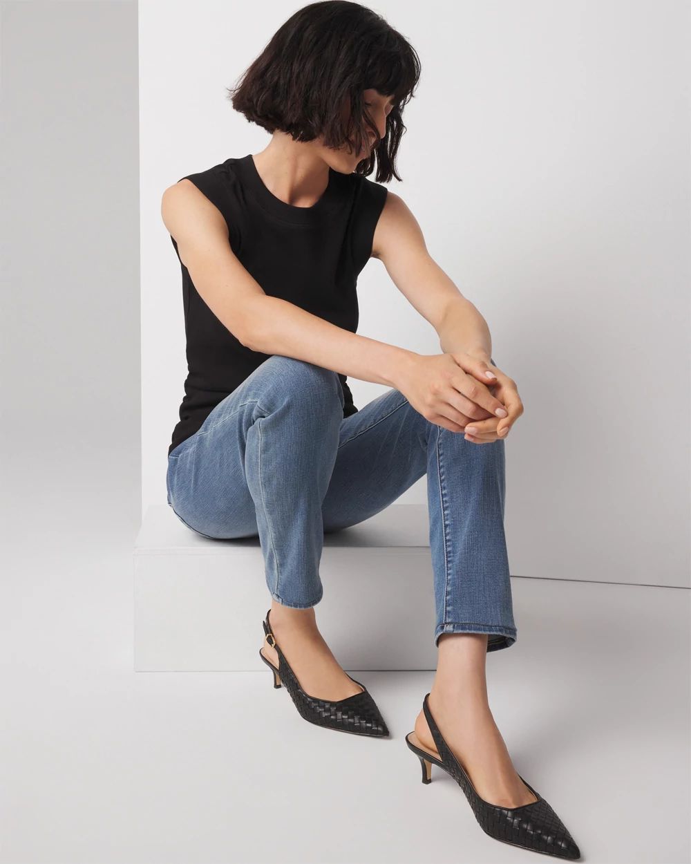 WHBM FORME™ Ribbed Stretch Ruched Side Tank click to view larger image.