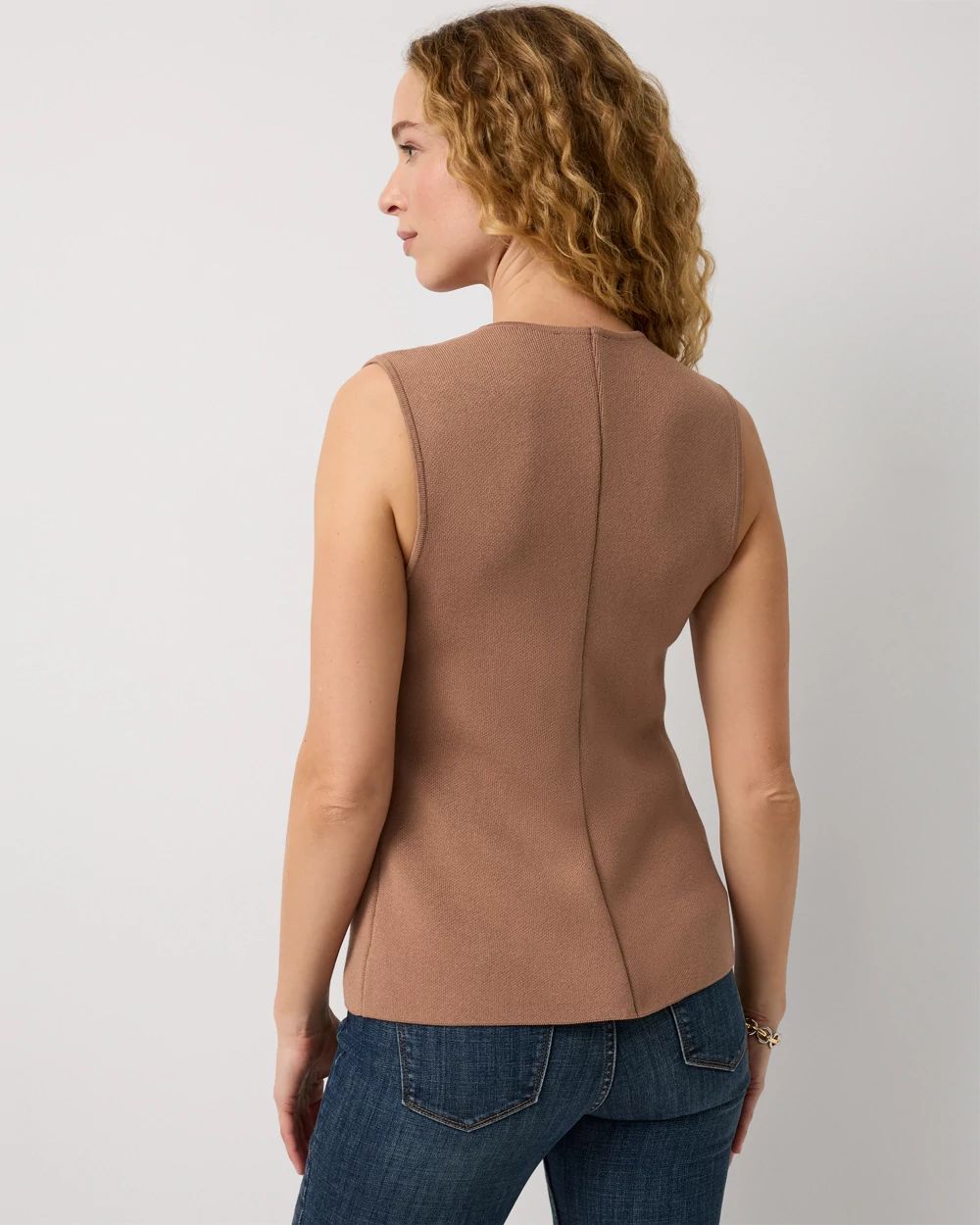 Button Front Longline Sweater Vest click to view larger image.