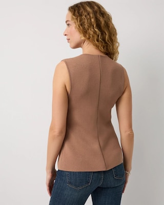 Button Front Longline Sweater Vest click to view larger image.