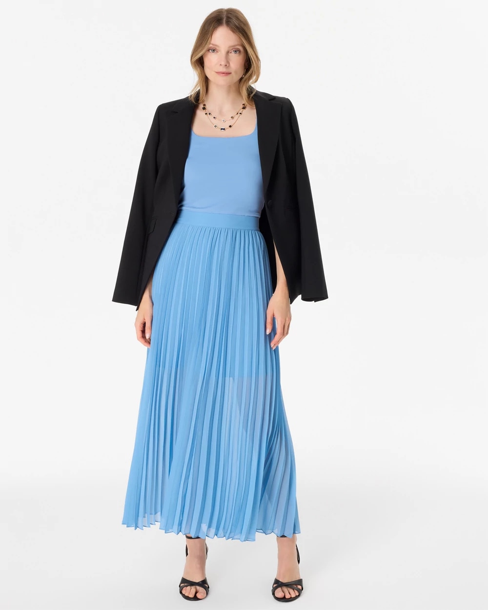 Pleated Crepe Maxi Skirt