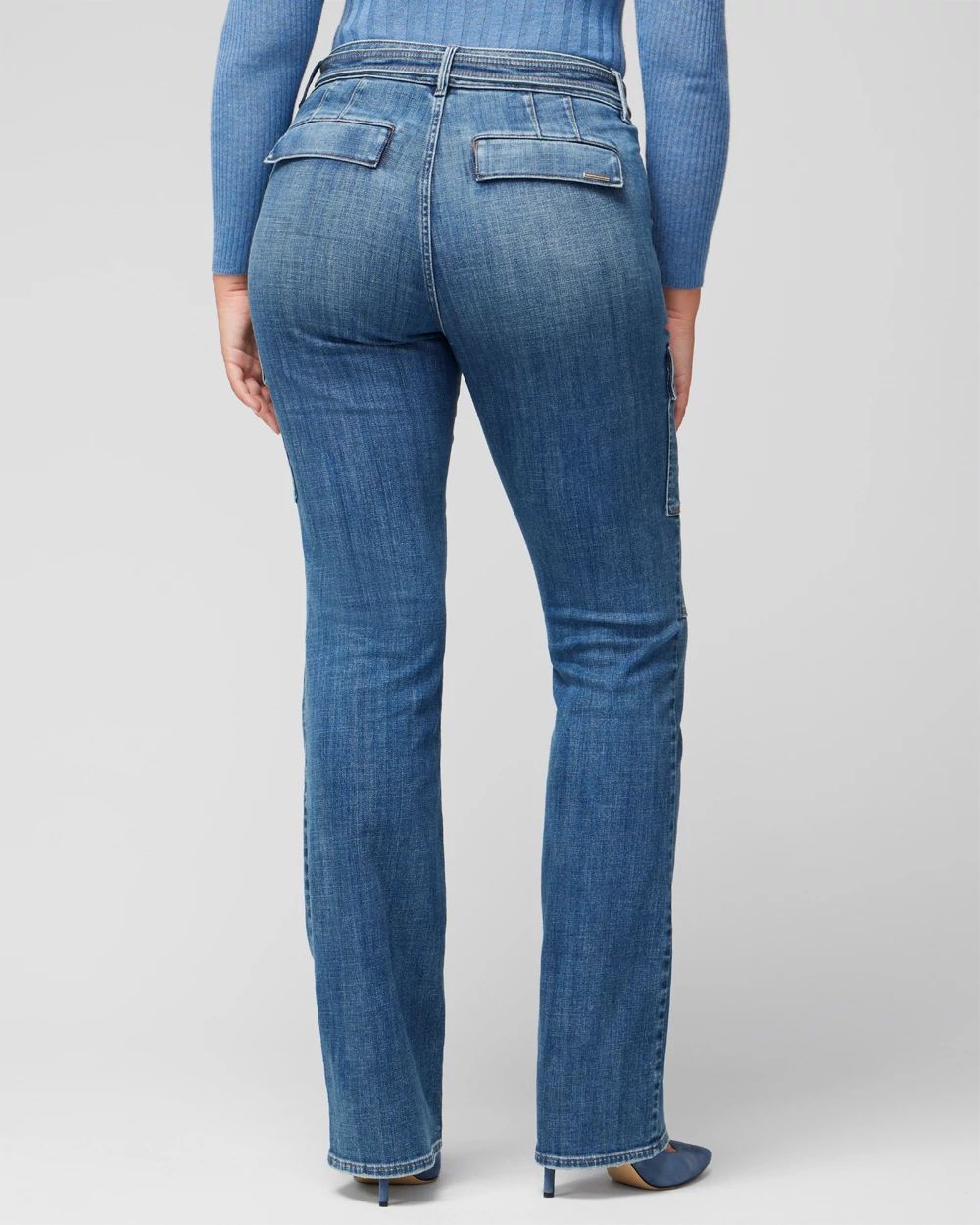 High-Rise Cargo Bootcut Jeans