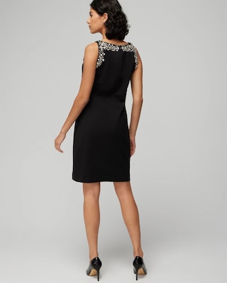 Petite Sleeveless Embellished Neck Shift Dress