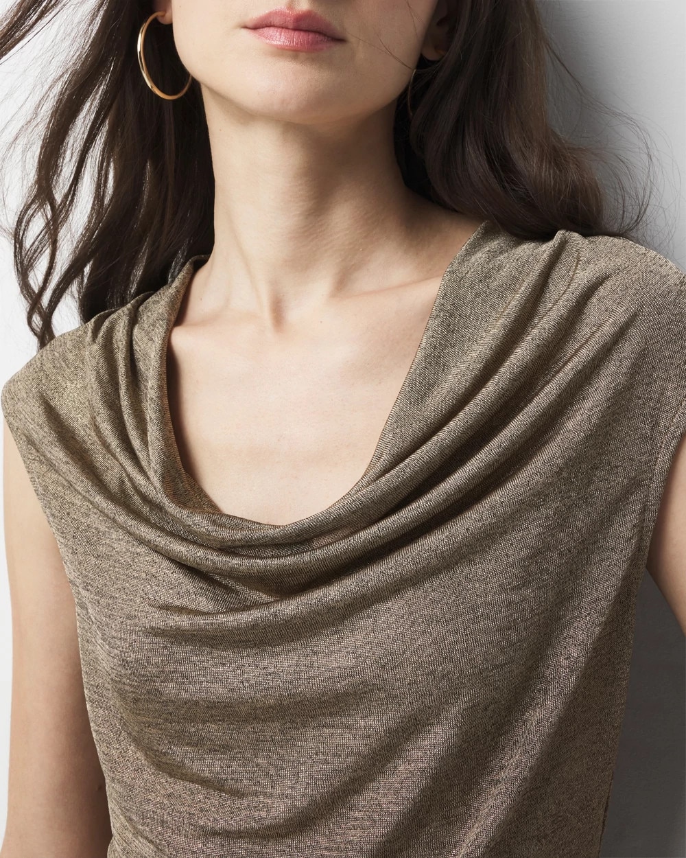 Metallic Drape Neck Top - image 3