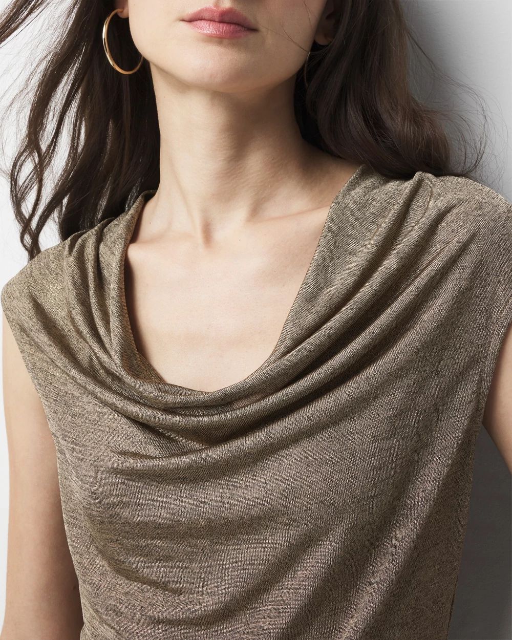 Metallic Drape Neck Top