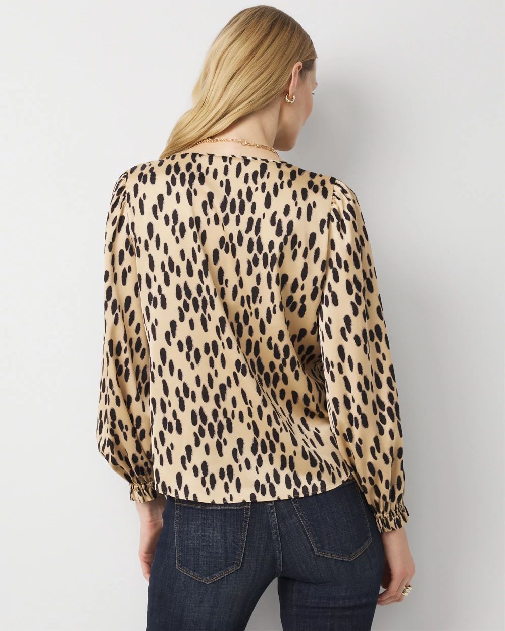 Ruffle Cuff Satin Blouse