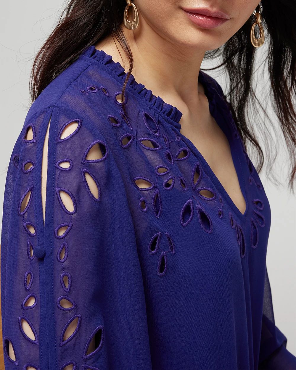 Chiffon Eyelet Blouse
