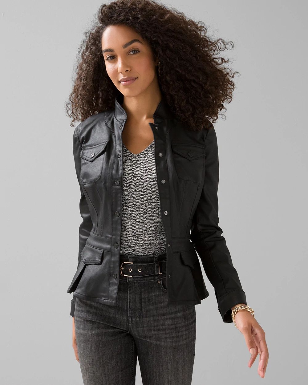 Coated Denim Trucker Jacket