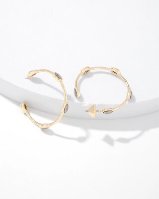 Gold + Hematite Crystal Hoop Earrings