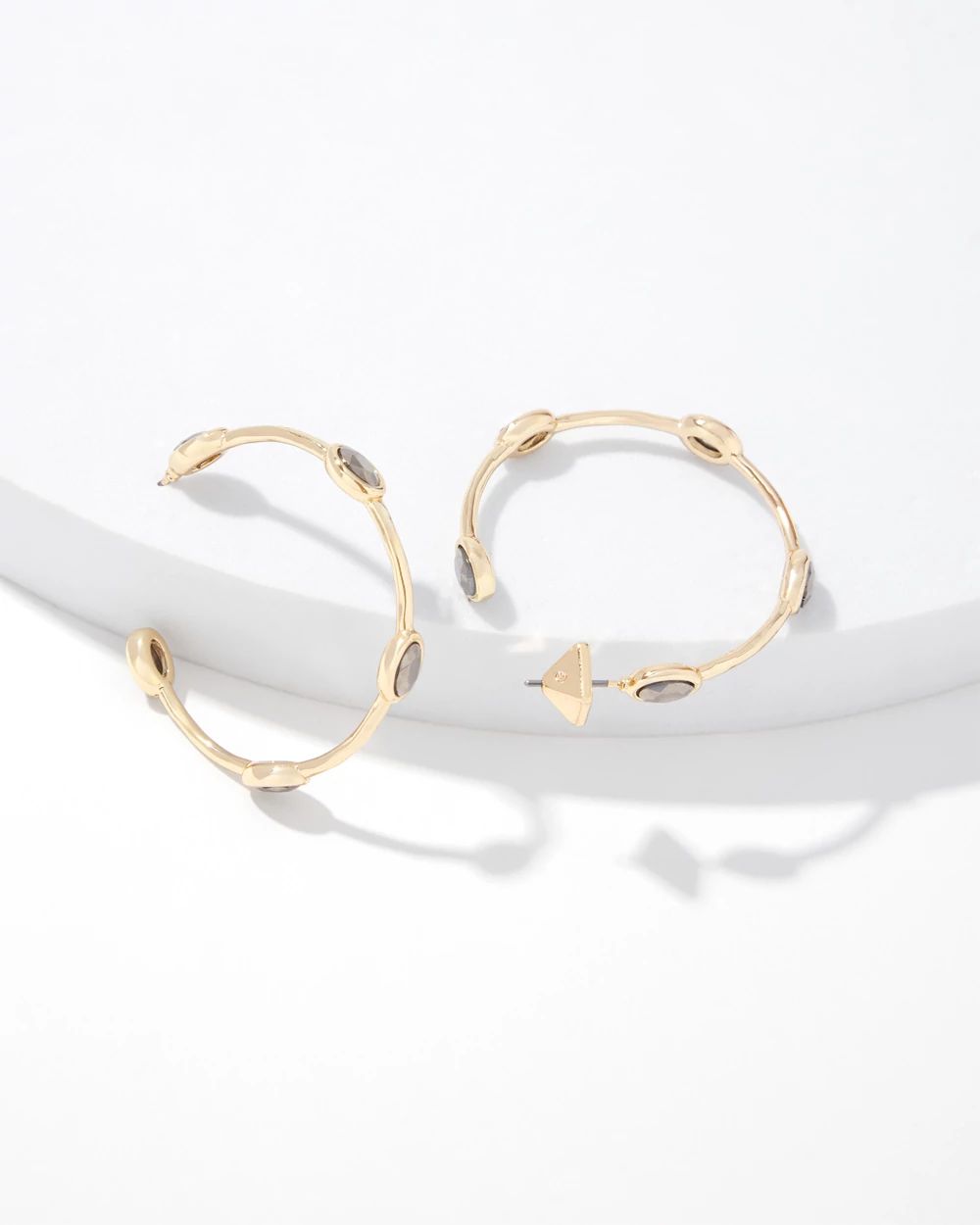 Gold + Hematite Crystal Hoop Earrings
