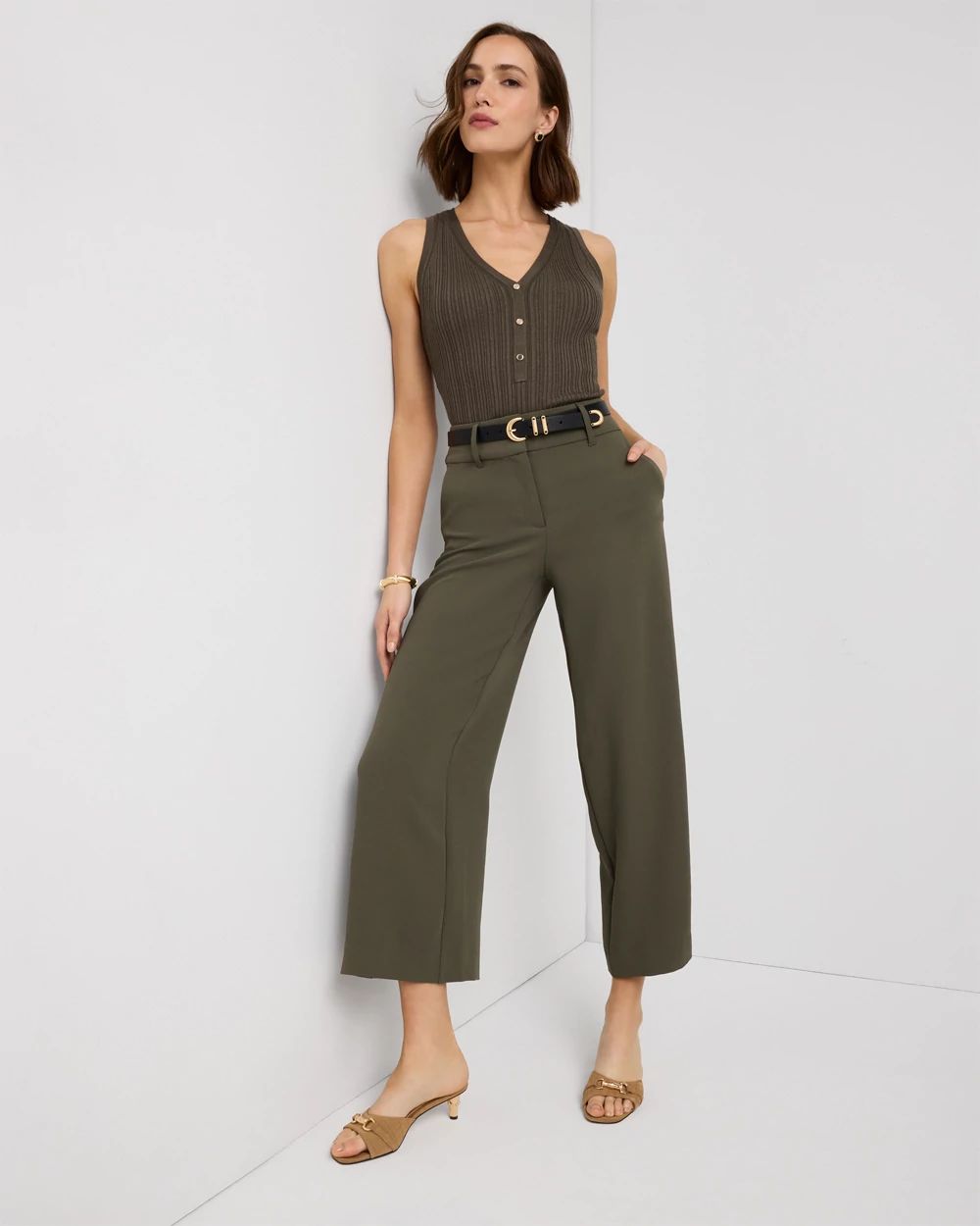 High Rise Wide Leg Cropped Pant click to view larger image.