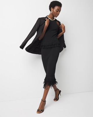 Petite Fringe Hem Pencil Skirt click to view larger image.