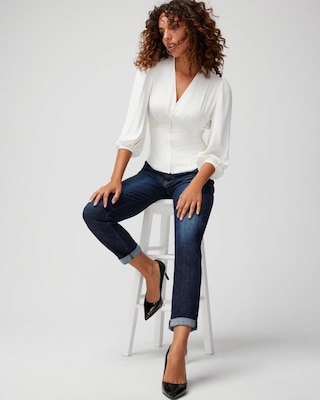 Elbow-Sleeve Corset Blouse