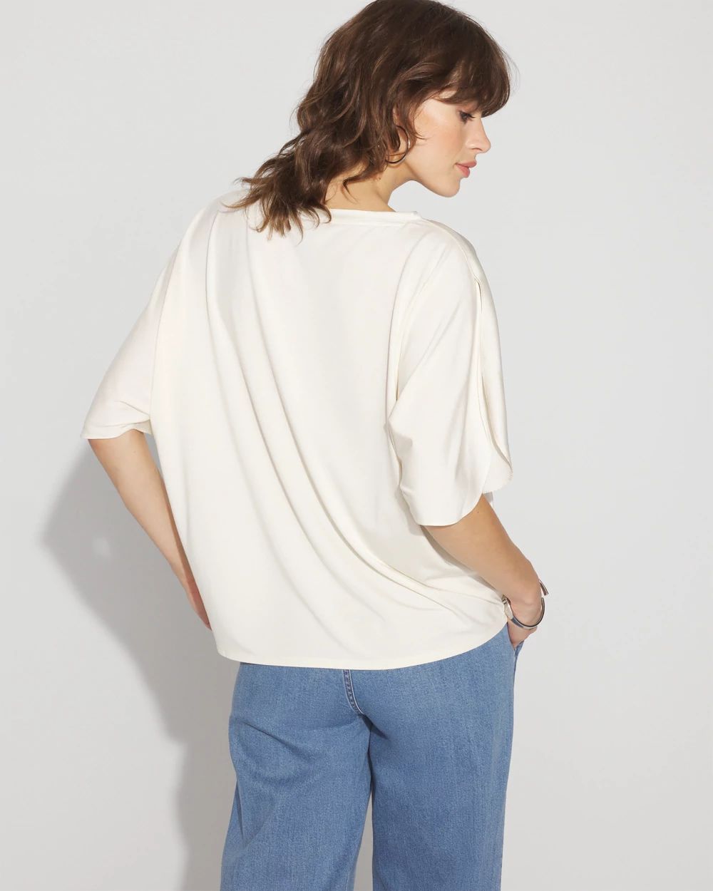 Satin + Jersey Split Sleeve Tee
