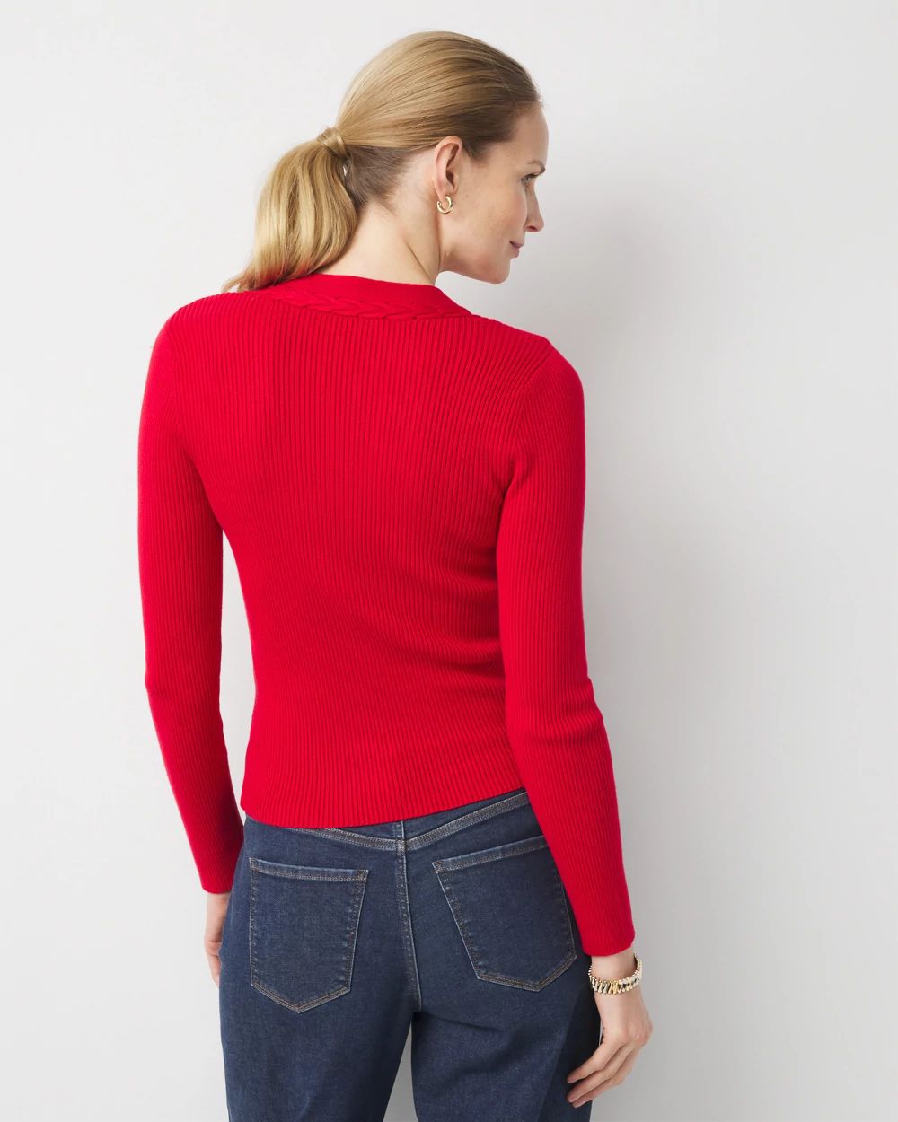 Rib Knit Pullover Sweater click to view larger image.