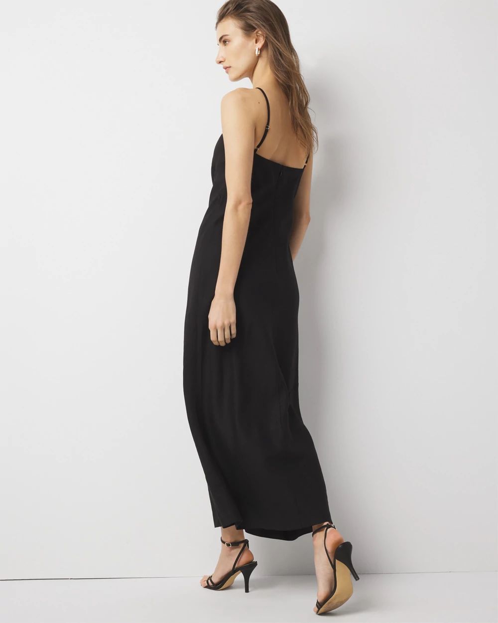 Petite Linen-Blend One-Shoulder Column Dress